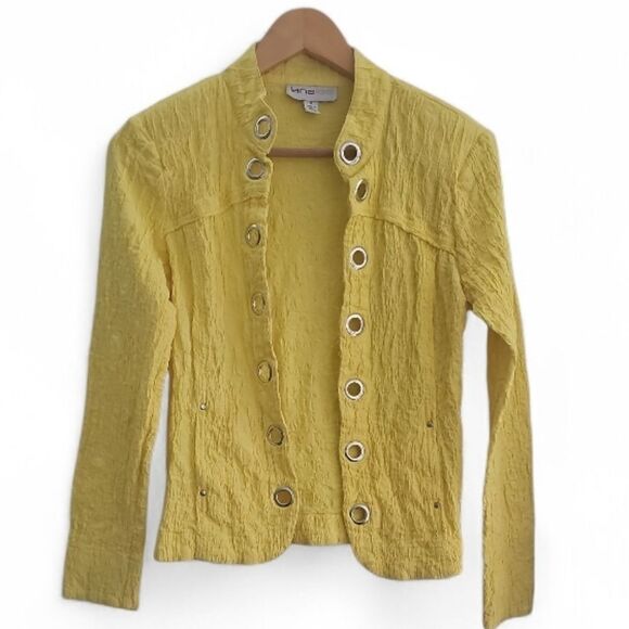 Jackets & Blazers - Lana Lee Vintage Yellow Textured Jacket Women’s 6 Grommet Button Front Rare Find